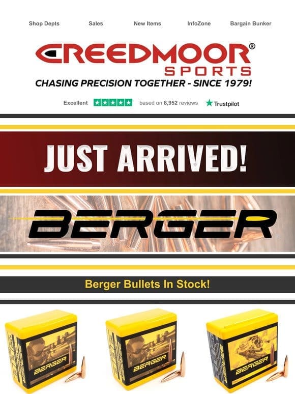 Look What Just Arrived – Berger Bullets & Ammunition!