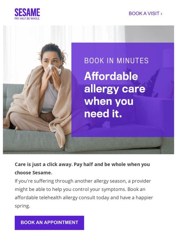 Looking for allergy care? Find an affordable visit.