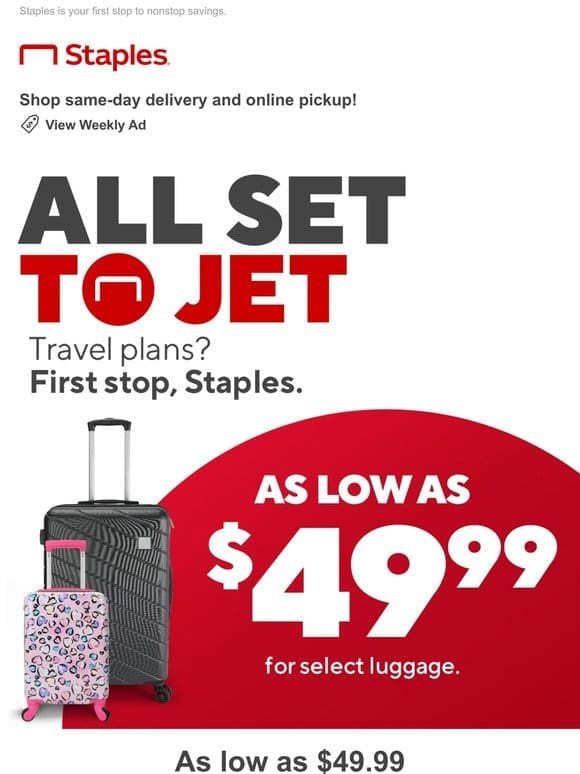 Luggage as low as $49.99