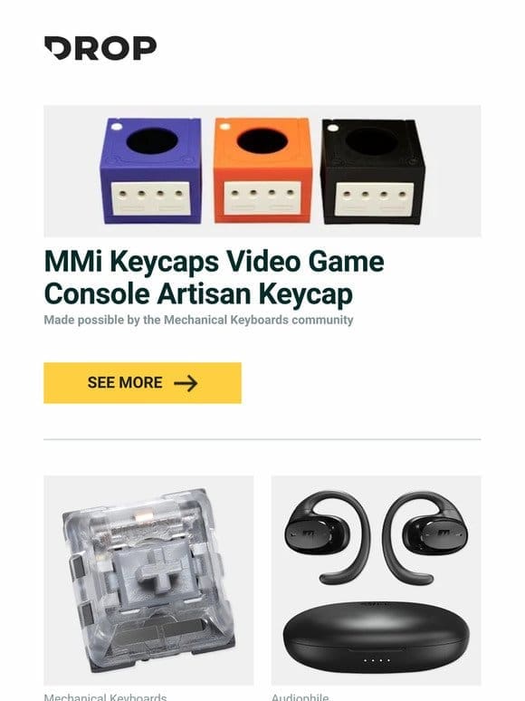 MMi Keycaps Video Game Console Artisan Keycap， Kailh Speed Silver MX Mechanical Switches， MEE audio Airhooks Pro Open-Ear True Wireless Headphones and more…