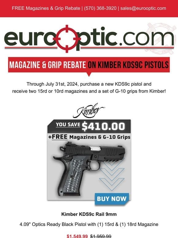 Magazine & Grip Rebate on Kimber KDS9c Handguns!