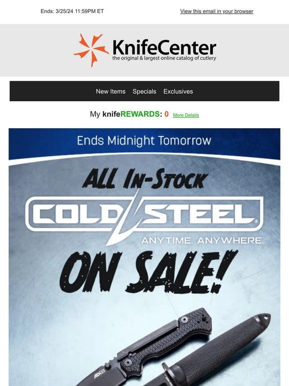 Massive Cold Steel Sale | Ends Soon!