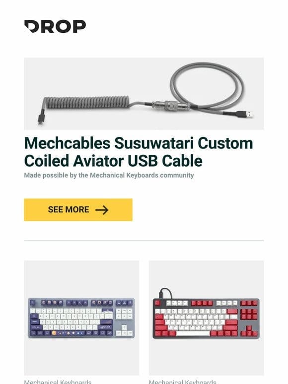 Mechcables Susuwatari Custom Coiled Aviator USB Cable， SoulCat To the Universe Dye-Subbed PBT Keycap Set， Artifact Bloom Series Keycap Set: Red Velvet and more…