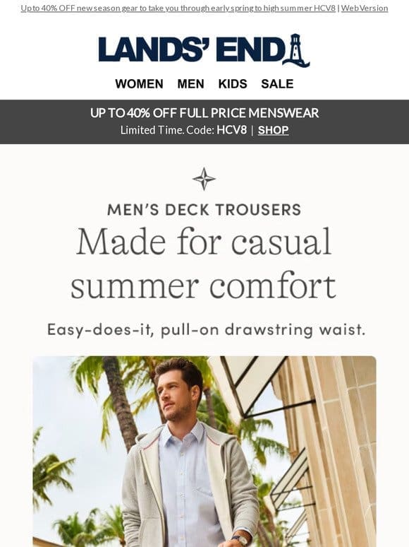 Men’s deck trousers for casual comfort
