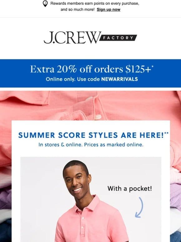 Men’s summer Score styles from $24.95 + extra 20% OFF?! That’s right.