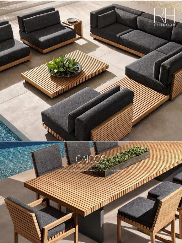 Modern Outdoor Silhouettes in Premium Solid Teak or All-Weather Aluminum