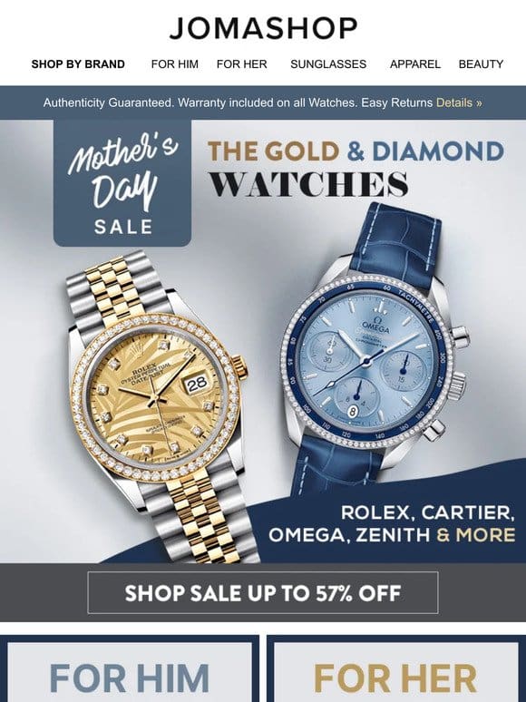 Mother’s Day: Diamond & Gold Watches She’ll LOVE ❤️