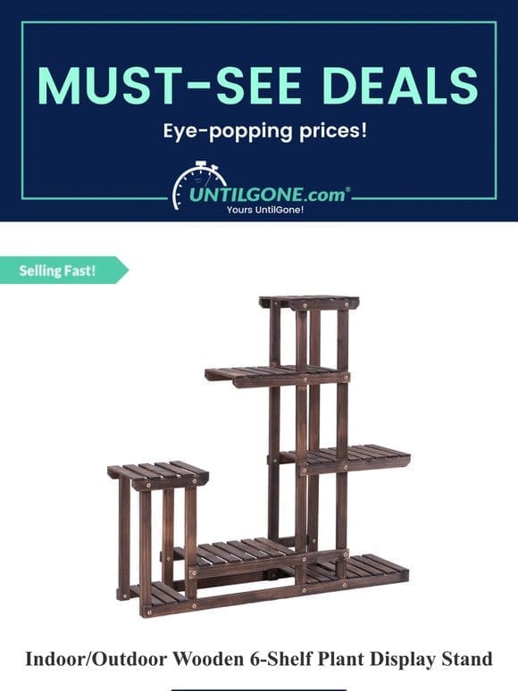 Must-See Deals – 65% OFF Indoor/Outdoor Wooden 6-Shelf Plant Display Stand