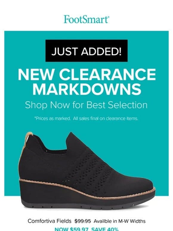 NEW Clearance Markdowns Added!