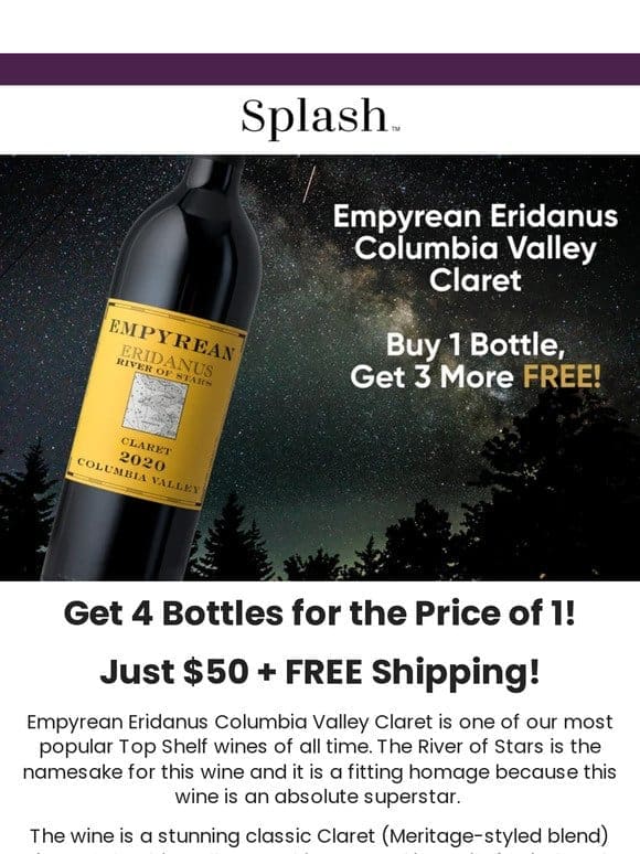 NEW: Get 3 FREE Bottles of Empyrean Eridanus Columbia Valley Claret!