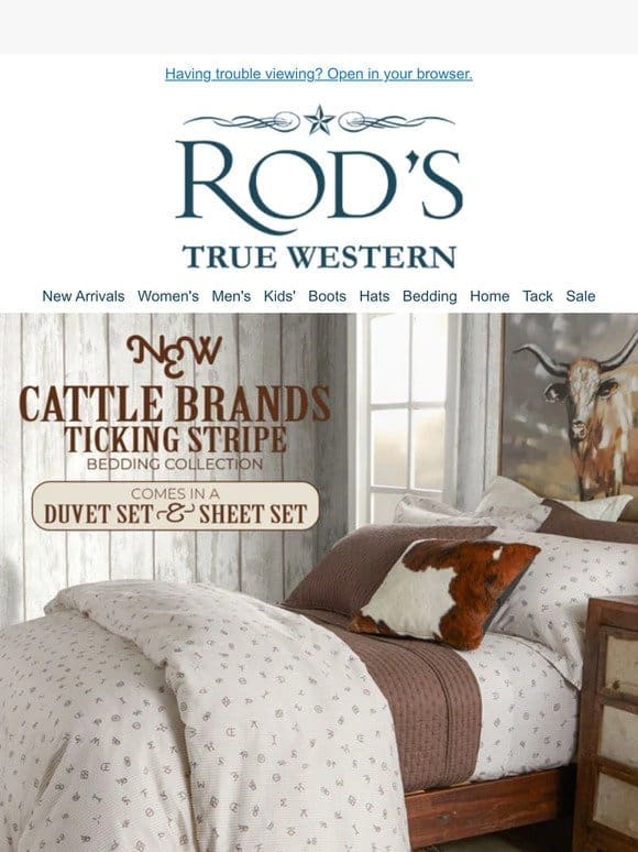 NEW Rod’s Exclusive Cattle Brands Ticking Stripe Bedding Collection