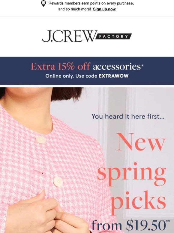 NEW SPRING PICKS: lady jackets & button-downs， plus shorts from $25!
