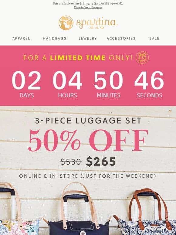 NEWLY ADDED: Luggage Sets at 50% Off!