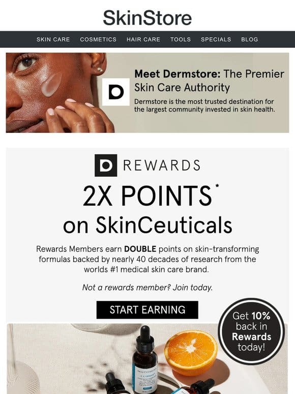 NOW: Earn 2x Points on SkinCeuticals at Dermstore