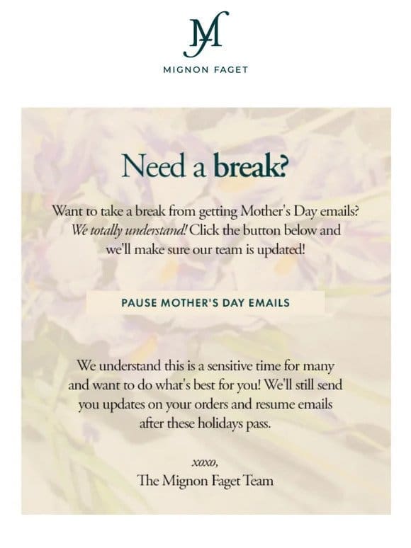 Need a break from Mother’s Day campaigns?