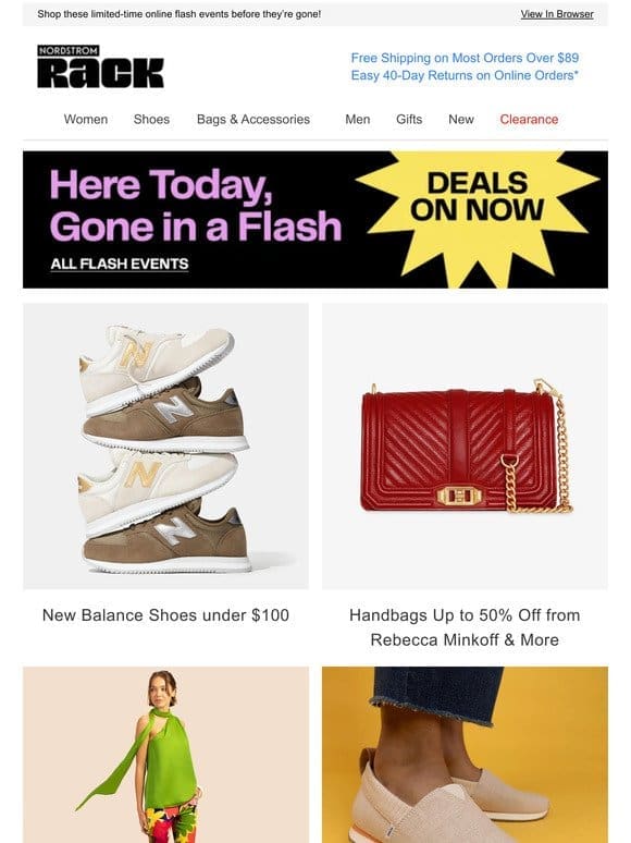 New Balance Shoes under $100 | Handbags Up to 50% Off from Rebecca Minkoff & More | Trina Turk Up to 60% Off | And More!