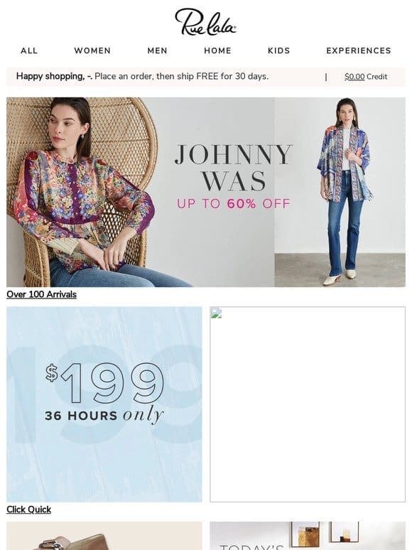 New Johnny Was Up to 60% Off • All $199 for 36 Hours