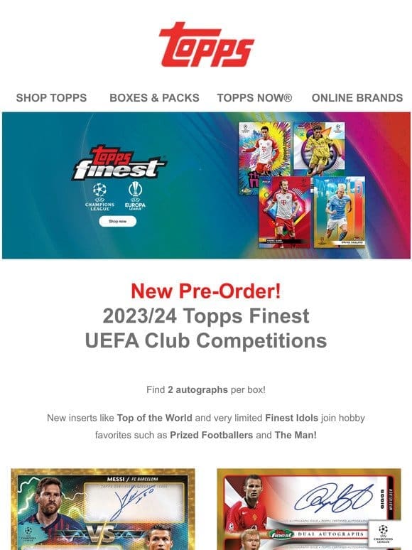 New Pre-Order: 2023/24 Topps Finest UEFA Club Competitions!