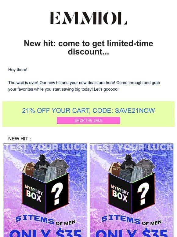 New hit: come to get limited-time discount…