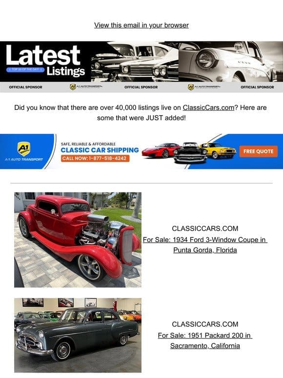 New listings available on ClassicCars.com!