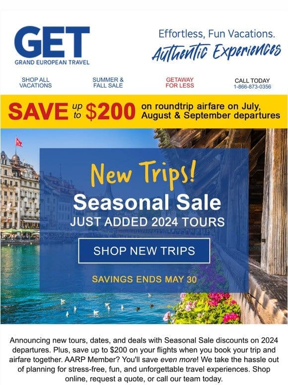 New trips on SALE!