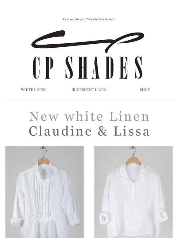 New white Linen Styles: Claudine & Lissa