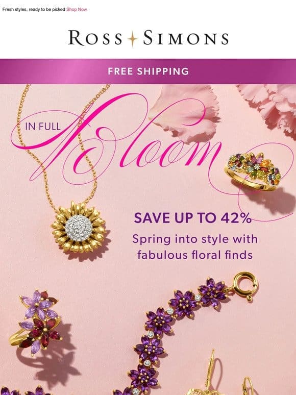 Newly abloom: savings up to 42% on floral jewelry!