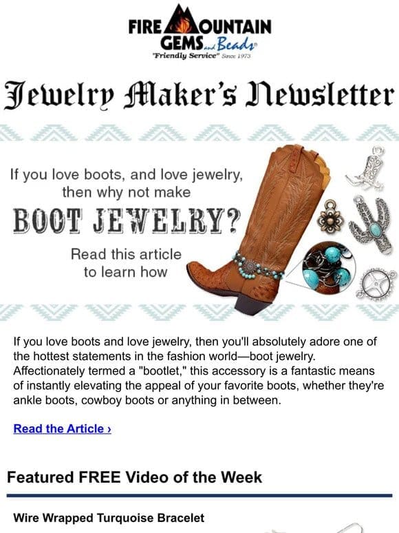 Newsletter for Jewelry-Makers: Boot Bling Jewelry!