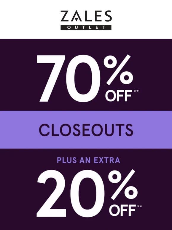 No Joke: 70% Off** + an Extra 20% Off** Closeouts!