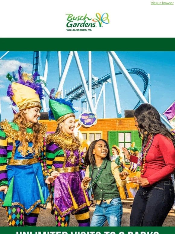 OFFER EXTENDED – Unlimited Visits to 2 Parks for $89.99