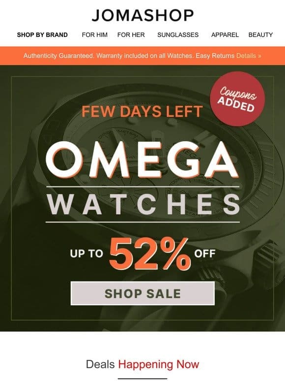 OMEGA DEALS FOR YOU! (Up To 52% OFF)