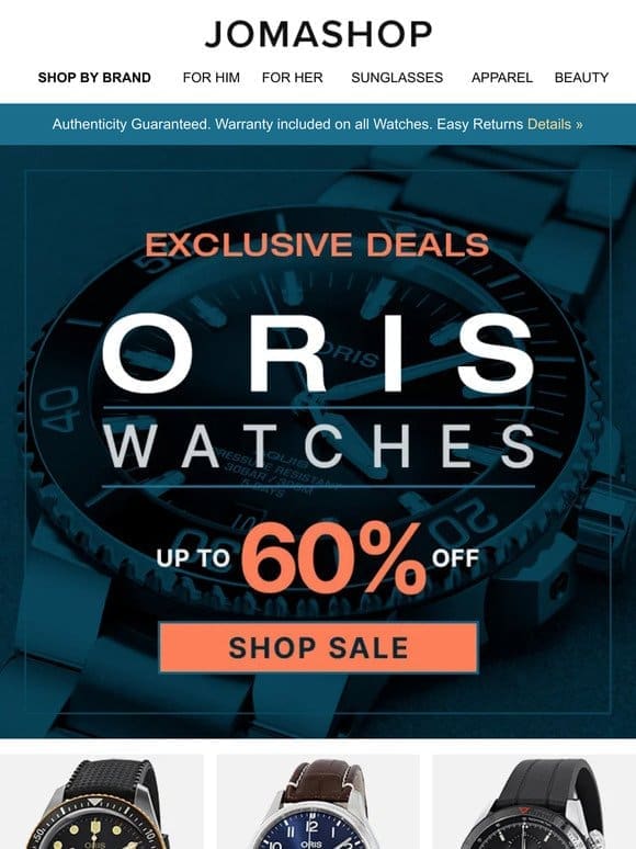 ORIS WATCHES DEALS (Up To 60% OFF)