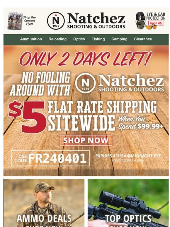 Only 2 Days Left for $5 Flat Rate Shipping Sitewide!