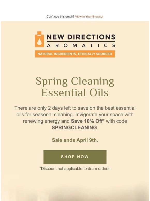 Only 2 Days Left to Save 10% on Select Essential Oils