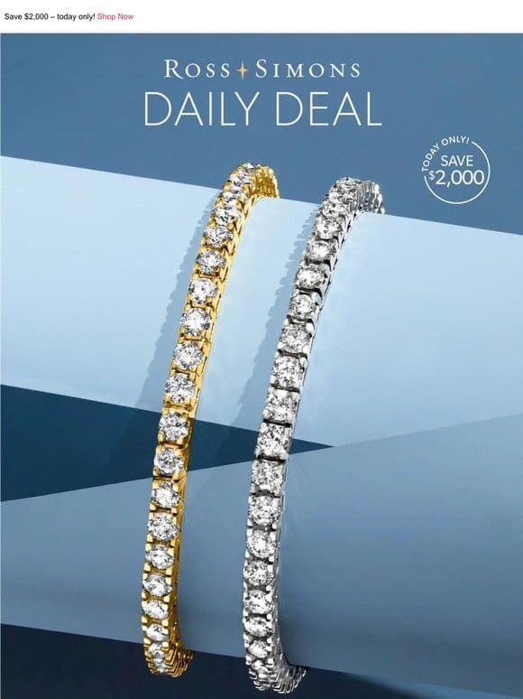 Only $3，995 for our 7 carat diamond tennis bracelet in 14kt gold