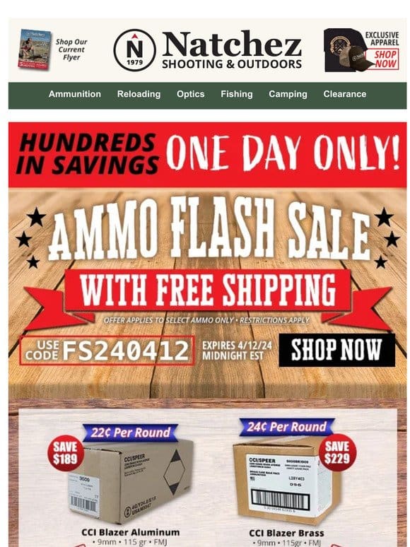 Open For Ammo Flash Sale with Free Shipping