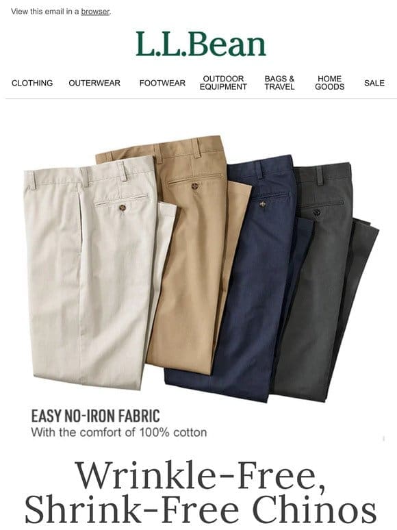Our Bestselling Wrinkle-Free Cotton Chinos