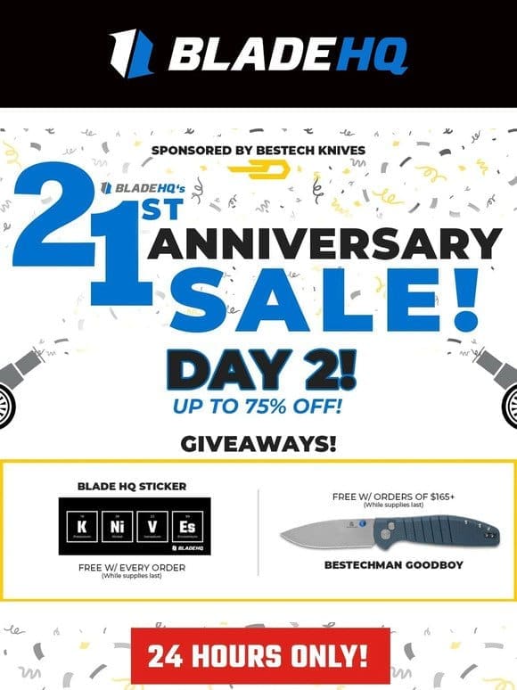 Our anniversary sale continues! Knife giveaway， deals， & more!