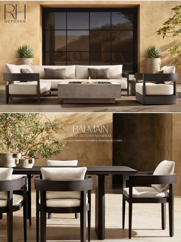 Outdoor Collections in All-Weather Aluminum. In Stock & Ready to Ship.