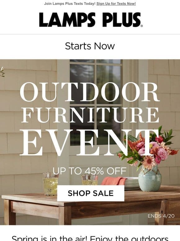 Outdoor Furniture SALE! Up to 45% Off