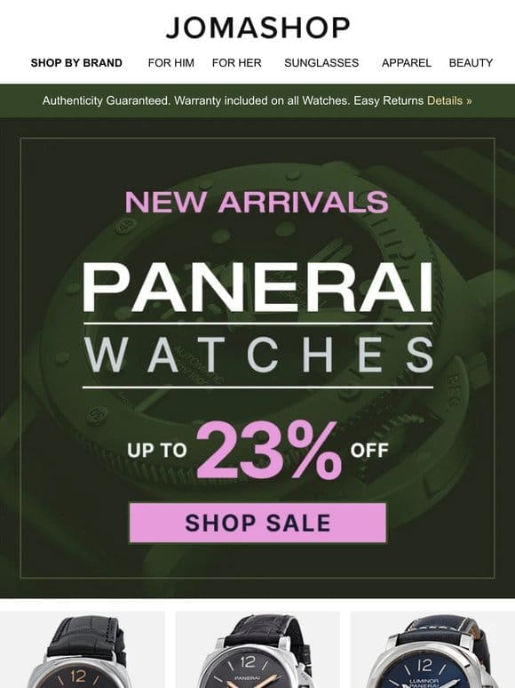 PANERAI NEW ARRIVALS   UP TO 23% OFF