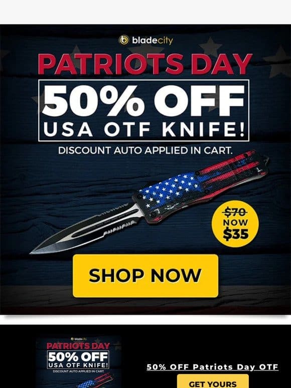 Patriots Day Slash: 50% OFF This Elite Knife!