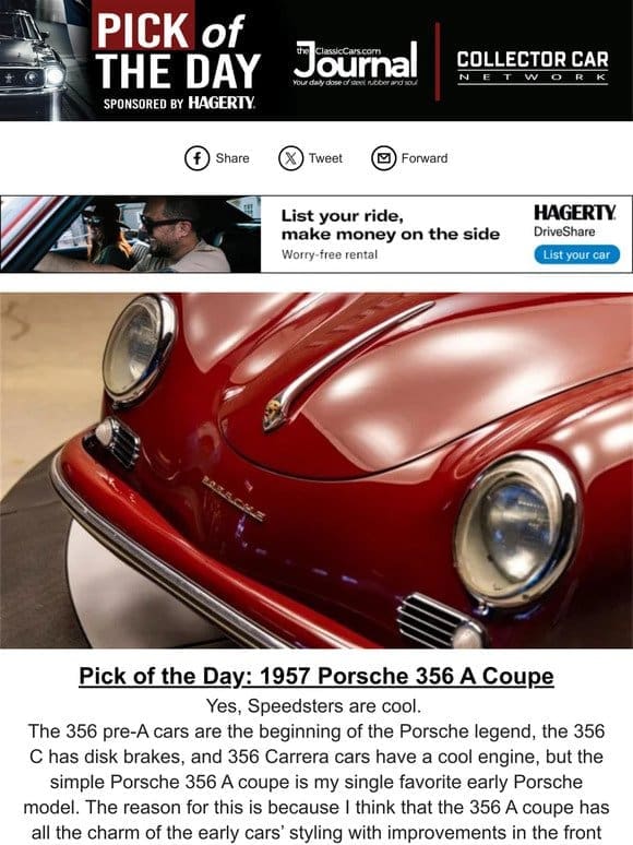 Pick of the Day: 1957 Porsche 356 A Coupe