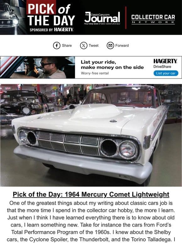 Pick of the Day: 1964 Mercury Comet Lightweight