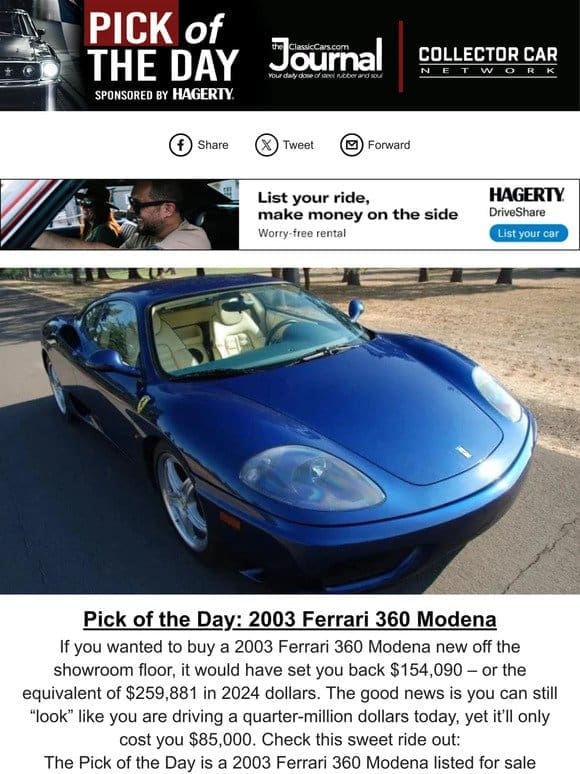 Pick of the Day: 2003 Ferrari 360 Modena