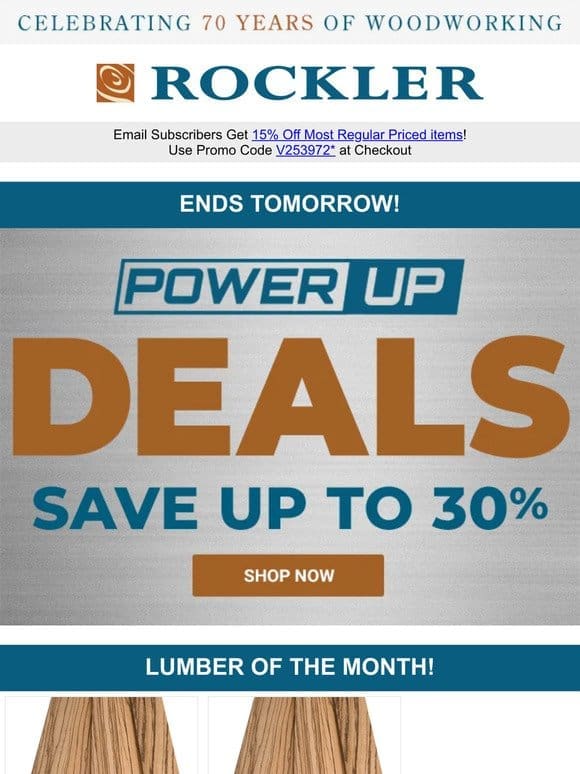 Power Up Sale And Your Chance to Save 15% Off Reg Price Items End Tomorrow!