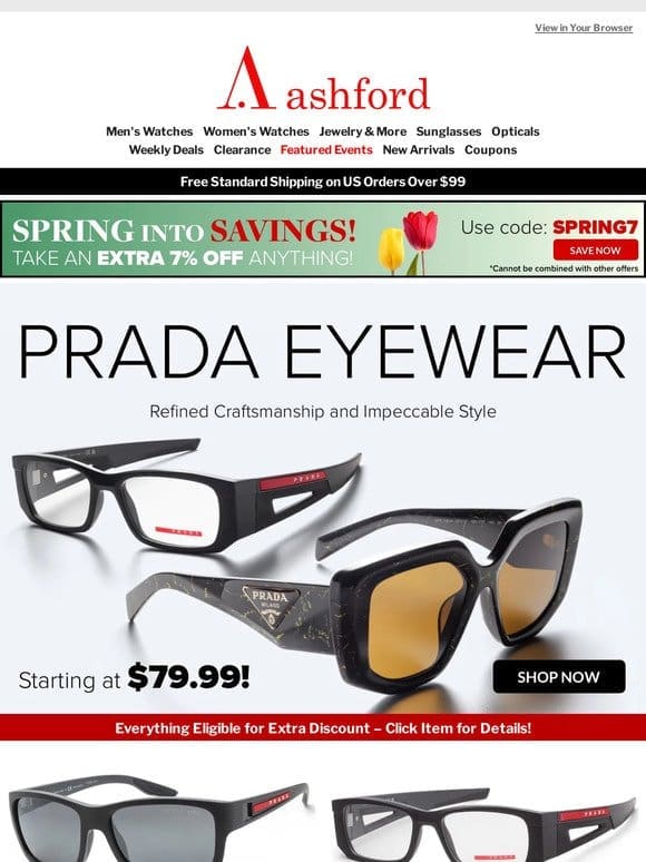 Prada’s Best for Less: Luxury Eyewear as Low as $79.99!