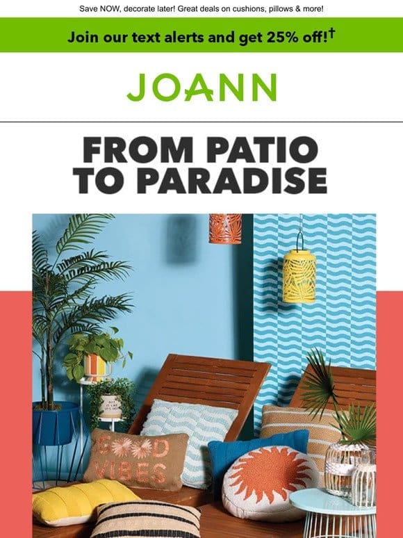 Prep your porch & patio with 50% off decor!