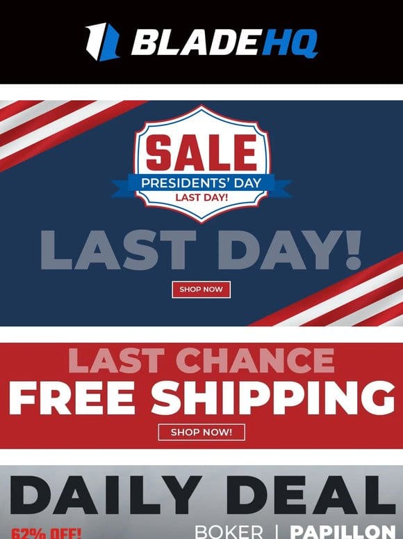 Presidents’ Day Sale ends tonight! Last chance for FREE Shipping!