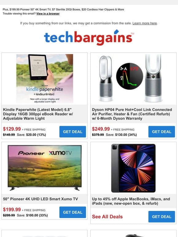 Price Drops: $75 Apple AirTag (4-Pack)， $144 iHome Smart Robot Vacuum & Rare Savings on Kindle Paperwhite